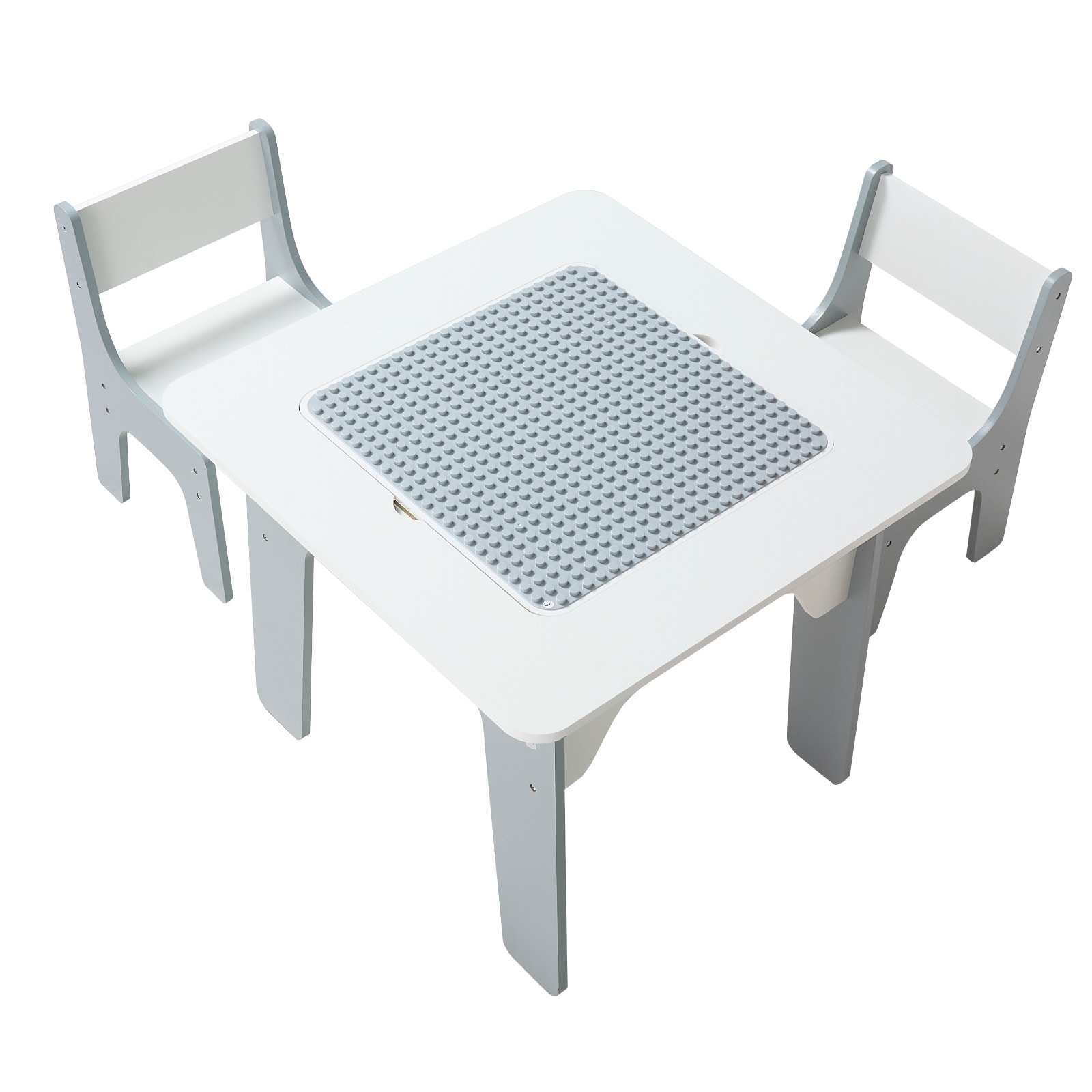 Childrens Activity Table And 2 Chairs Set Building Block Table_voghion.com